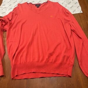Brooks Brothers V-Neck Sweater - Bright Coral
